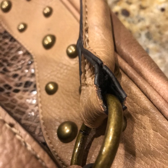 Jessica Simpson Tan Black Snake Studded Hobo Purse - Picture 8 of 8